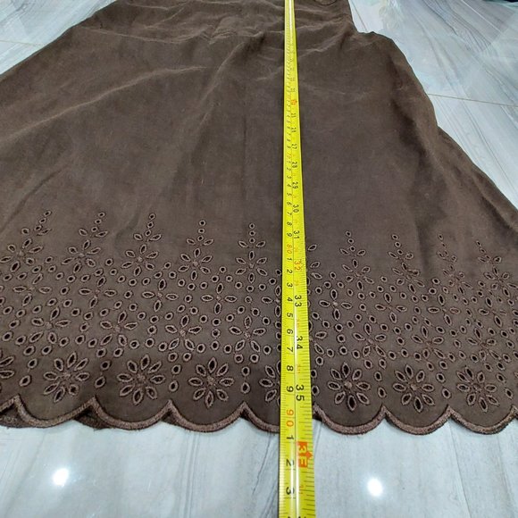 Theory Linen-Blend Brown Sleeveless Low Back Midi Sundress, Size 6 - Picture 8 of 9